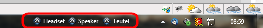 Bild vom Audioswitcher in der Taskbar